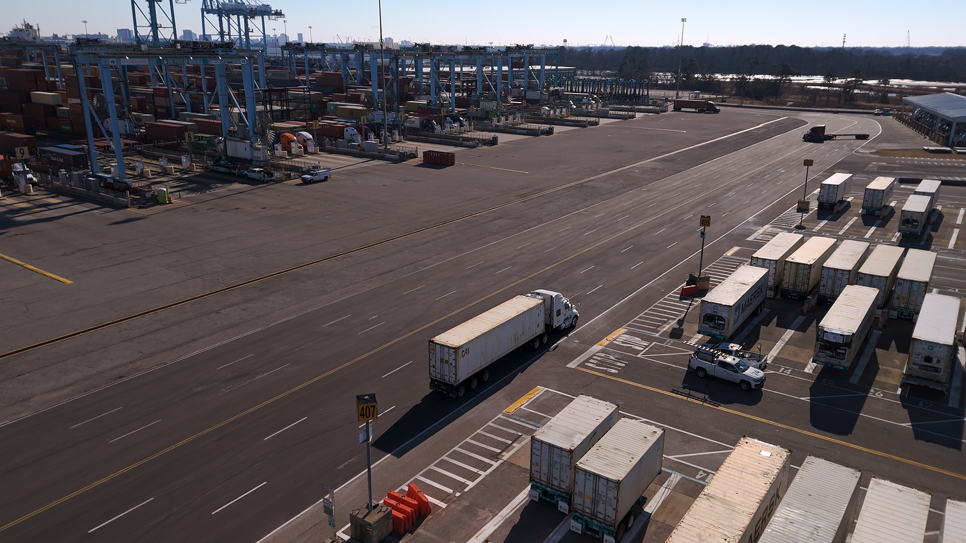 Truck Driving on Highway by Port of Virginia